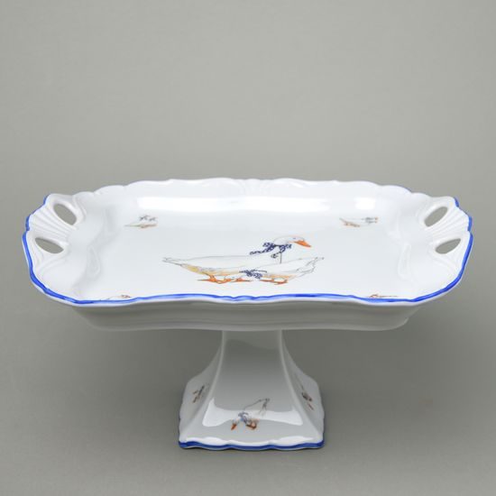 Platter Aida 30 x 25 cm on stand 14 cm, Český porcelán a.s., Goose