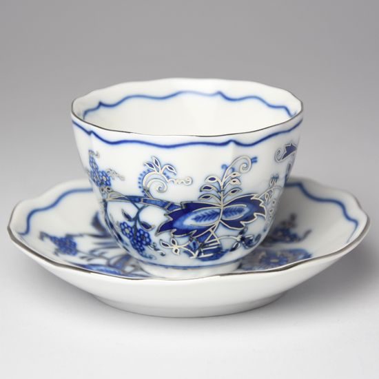 Cup and saucer A plus A 0,08 l / 11 cm for mocca (mini coffee), Original Blue Onion Pattern + PLATINUM