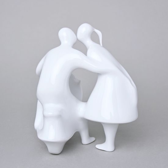 Lovers on Scooter 14,5 x 12,5 x 16,5 cm, White, Porcelain figures Duchcov (Royal Dux Bohemia)