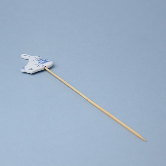 Easter decoration Bunny w/egg on skewer , 5,6 x 5,1 cm, Original Blue Onion Pattern