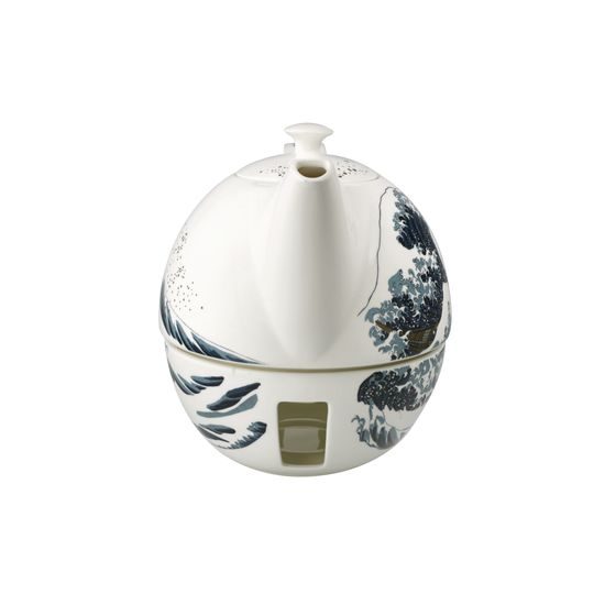 Teapot with warmer Hokusai - The great wave, 1,2 l , Fine Bone China, K. Hokusai, Goebel