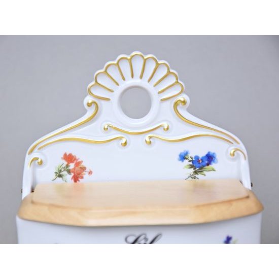 Slánka závěsná s dřevěným víčkem s nápisem Sůl 0,70 l, Rakouská házenka, Český porcelán a.s.