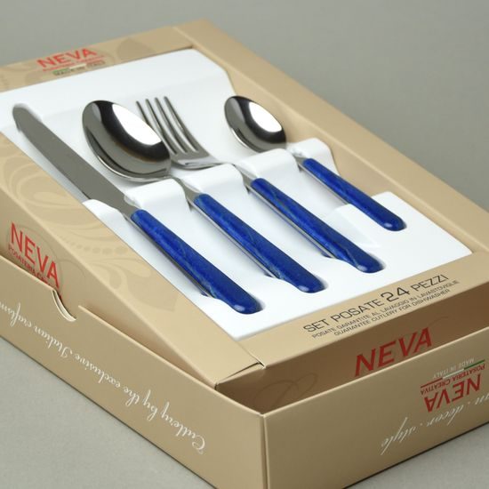 Sada příborů 24 dílná, modrý pískový dekor 18001, NEVA