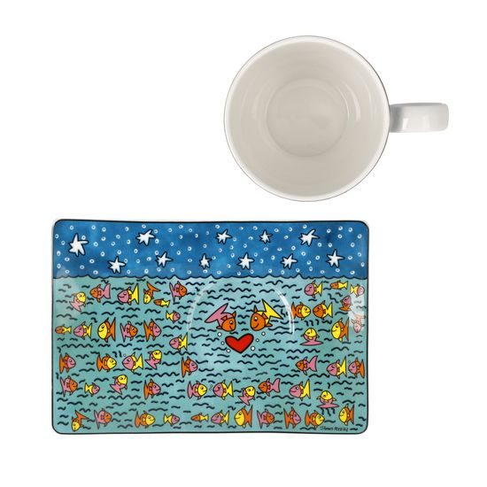 Mug with saucer Family of Fish 400ml, fine bone china, J. Rizzi, Goebel