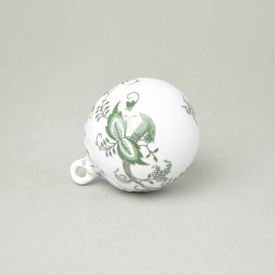 Christmas decoration - ball 7 cm, Original Green Onion pattern + platinum