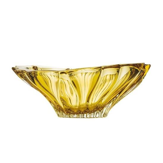 Křišťálová mísa Plantica Amber (žlutá), 33 cm, Aurum Crystal