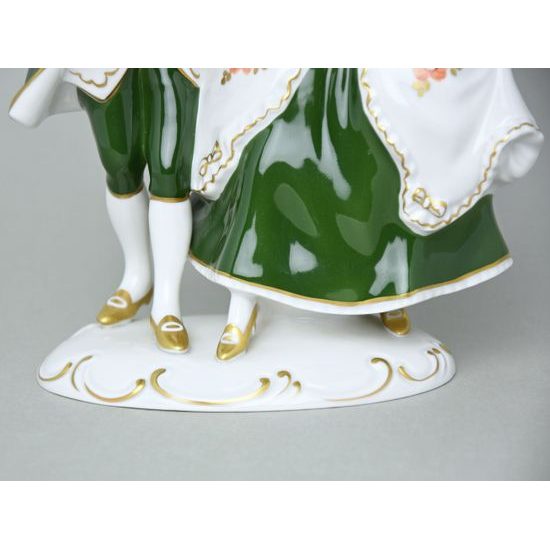 Couple - Rococo 16,5 x 12 x 21 cm, Color - Green, Porcelain Figures Duchcov