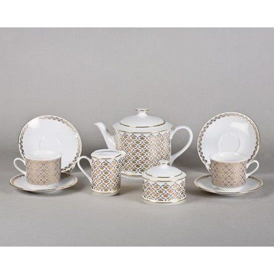 Tea set for 6 persons, Sabina, gold ornaments, Leander 1907