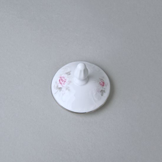 Platinová linka: Víčko k cukřence 0,3 l, Thun 1794, karlovarský porcelán, BERNADOTTE růžičky