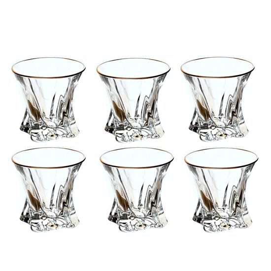 Křišťálový set odlivek whisky Cooper 6 ks, 320 ml, zlatá linka, Aurum Crystal