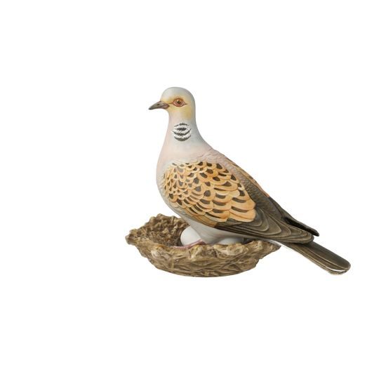 Pták roku 2020 - hrdlička 14 cm, porcelán - dekor biskvit, Goebel