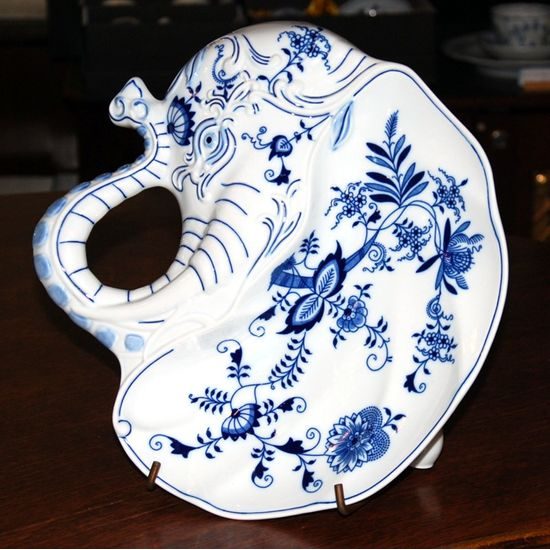 Elephant ear bowl flat 31 cm, Original Blue Onion Pattern