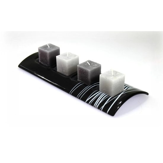 Advent Glass candlestick Tunnel, black, 34x13 cm, BDK - Glass