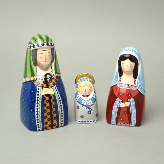 Sada figurek Ježíšek, Marie, Josef, keramika EGAN