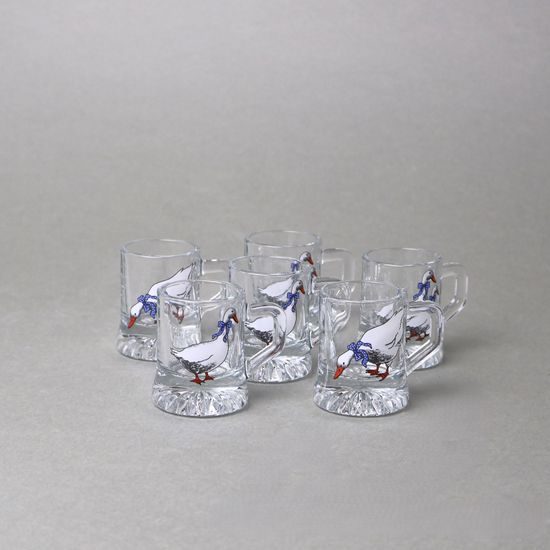 Set of 6 liqueur glass 25 ml with handle, Goose, Polish glass