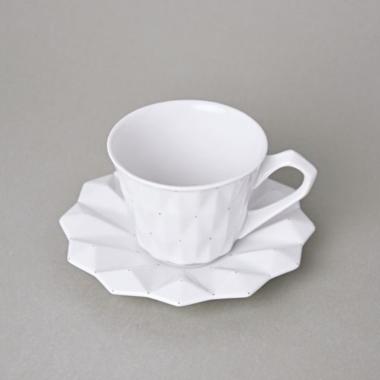 Cup 150 ml and Saucer 14 cm, Diamond White, Porcelain Goldfinger