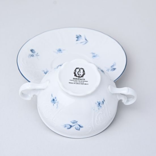 Soup cup and saucer 320 ml / 17,5 cm, Thun 1794 Carlsbad porcelain, BERNADOTTE blue flower