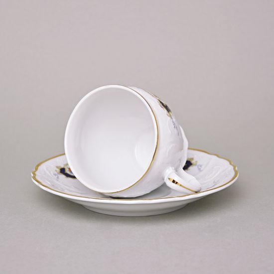 Coffee cup and saucer 220 ml / 16 cm, Thun 1794 Carlsbad porcelain, BERNADOTTE arms