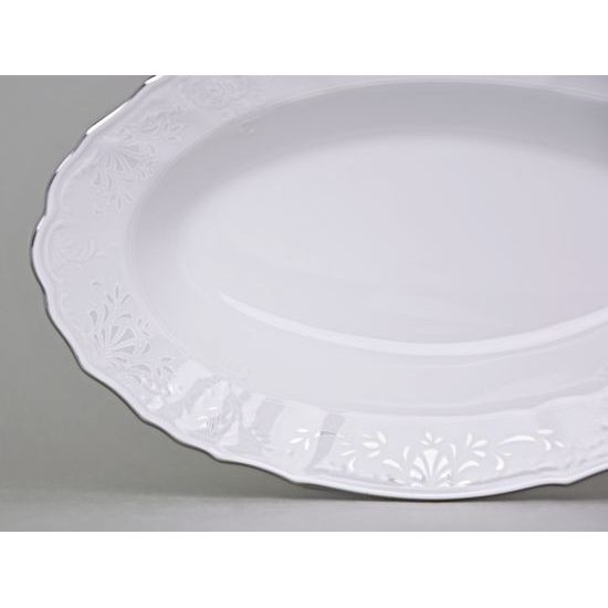 Frost classic: Oval dish 24 cm, Thun 1794 Carlsbad porcelain, BERNADOTTE frost, Platinum line