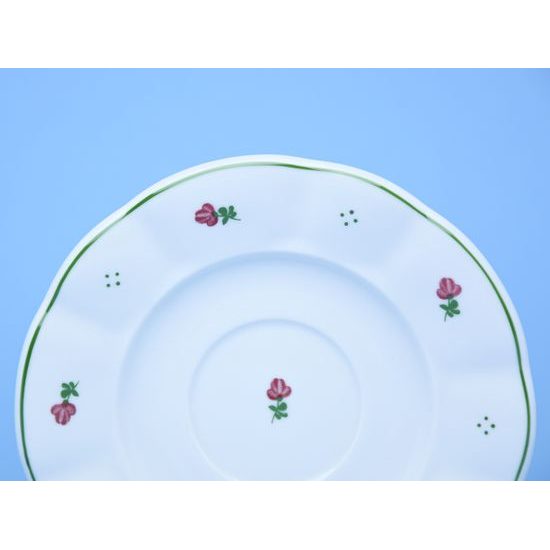 Saucer 17 cm, red flower + green, G. Benedikt 1882