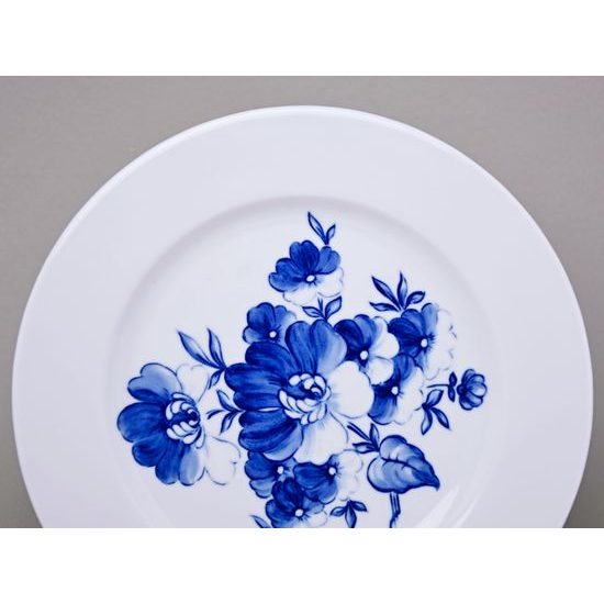 Plate dining 25,5 cm, blue flower, Cesky porcelan a.s.