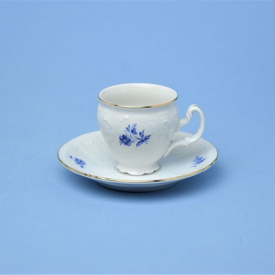 Cup and saucer Espresso 75 ml / 12 cm, Thun 1794 Carlsbad porcelain, BERNADOTTE blue rose