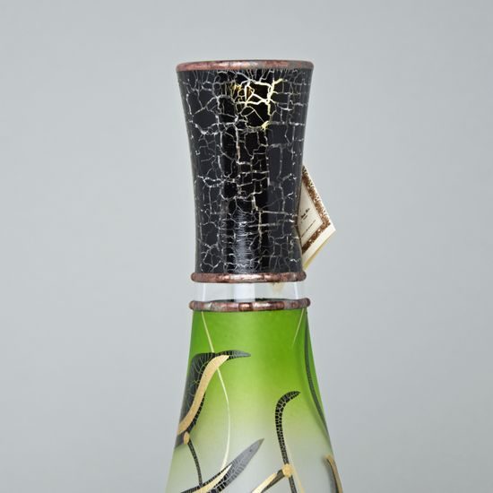 Studio Miracle: Vase Green, 28 cm, Hand-decorated by Vlasta Voborníková