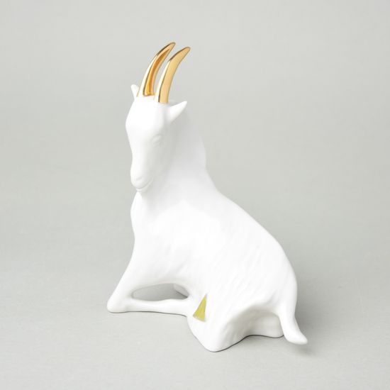 Kozlíček, 14 x 17 cm, bílá + zlato, Royal Dux