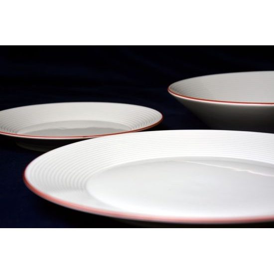 Plate set for 6 pers., Lea RED LINE, Thun 1794 Carlsbad porcelain