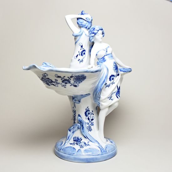 Ladies with shells 17 x 31 x 32 cm, Blue Onion, Porcelain Figures Duchcov