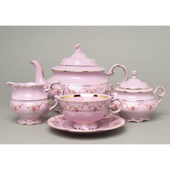 Tea set for 6 pers. Sonata decor 158, Leander 1908, Rose china
