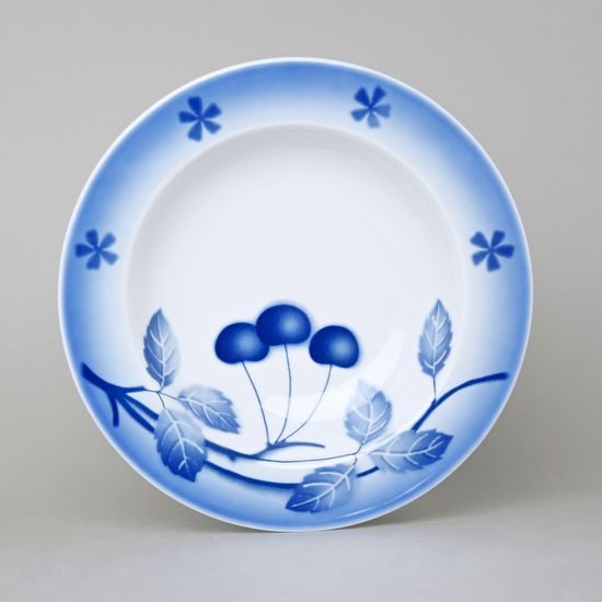 Plate flat 26 cm, Thun 1794 Carlsbad porcelain, BLUE CHERRY