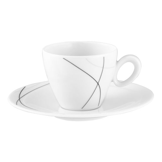 Espresso cup and saucer, Trio 71381 Highline, Seltmann Porcelain