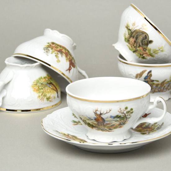 Šálek a podšálek čajový 205 ml / 16 cm, Thun 1794, karlovarský porcelán, BERNADOTTE myslivecká