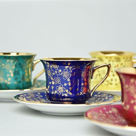 Cup 80 ml and saucer Windsor mocca, different colours, Leander 1907