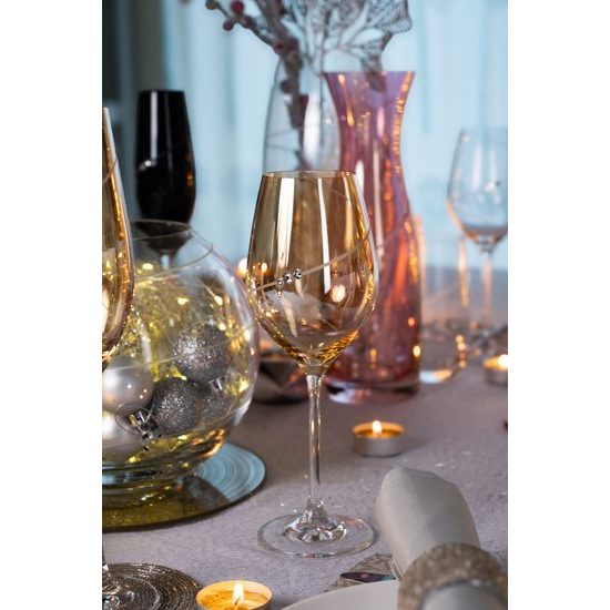 Amber Silhouette - Set of 2 Red Wine Glasses, Swarovski Crystals