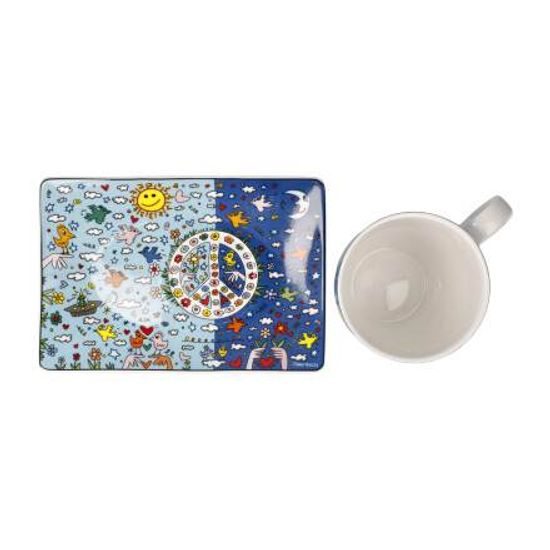 Cup and saucer James Rizzi - Give Peace a Chance, 400 ml / 19,5 cm, Fine Bone China, Goebel