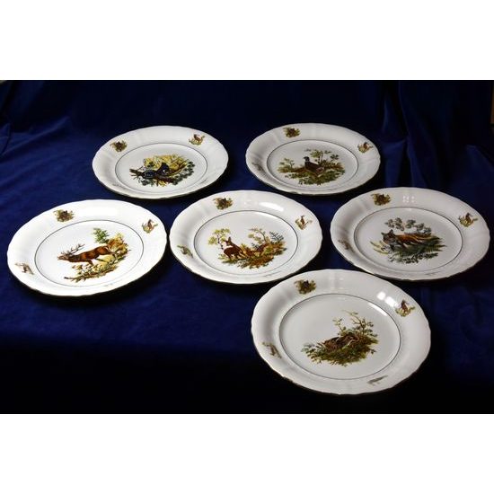 Sonata hunting: Plate dining 25 cm, 6 pcs., Leander 1907