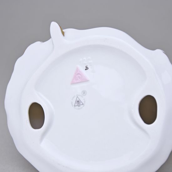 Dívka s kloboukem a růžemi 12 x 14 x 19 cm, Bílá + zlato + saxe, Porcelánové figurky Duchcov