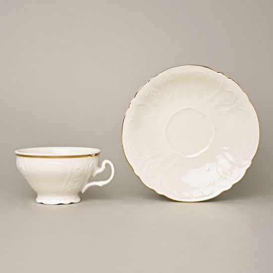 Cup and saucer 205 ml / 16 cm tea, Thun 1794, karlovarský porcelán, BERNADOTTE ivory gold