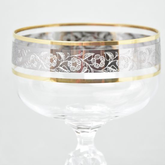 Claudia 200 ml champagne glass, Gold - Platinum decor, 1 pcs., Crystalex CZ