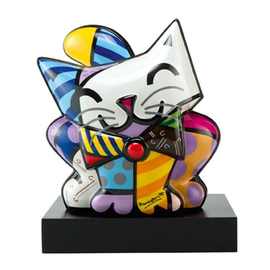 Figurine Romero Britto - Blue Cat, 27 / 22 / 30,5 cm, Porcelain, Goebel