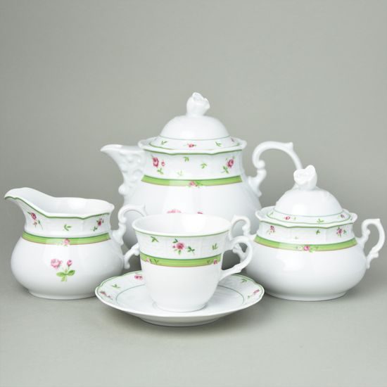 Tea set for 6 persons, Thun 1794 Carlsbad porcelain, MENUET 80289
