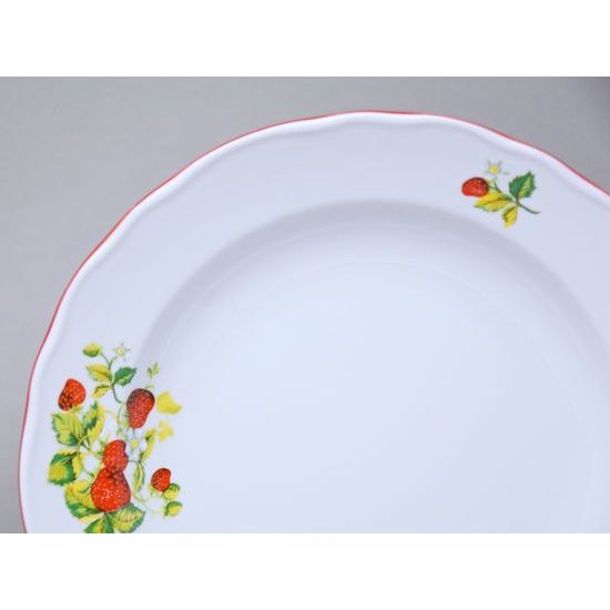 Red line: Deep plate 24 cm, strawberries, Český porcelán a.s.