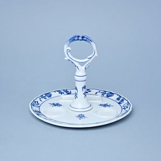 Podnos kulatý s porcelánovým klíčem 21 cm (na slánku, pepřenku, párátník), Cibulák, originální z Dubí