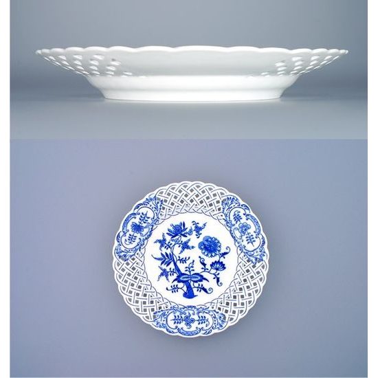 Plate perforated 24 cm, Original Blue Onion Pattern