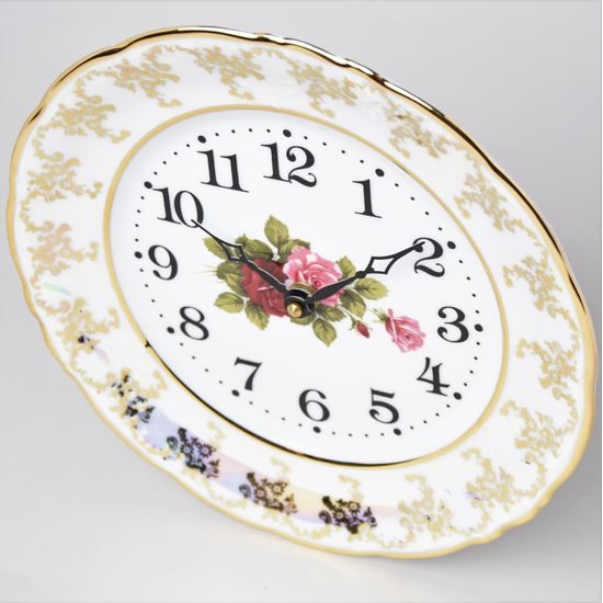 Wall clock 24 cm, Cecily roses, Carlsbad porcelain