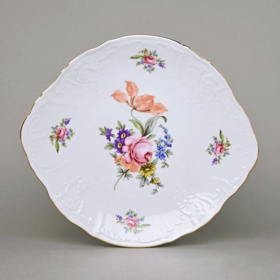 Cake plate 27 cm, Thun 1794 Carlsbad porcelain, BERNADOTTE Meissen Rose