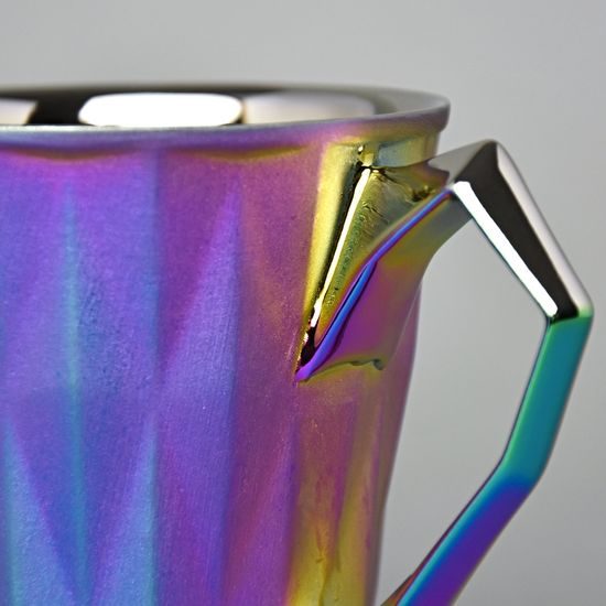 Mug Diamond Rainbow Titan MATTE, Rainbow colors + Platinum, 250 ml, Goldfinger porcelain