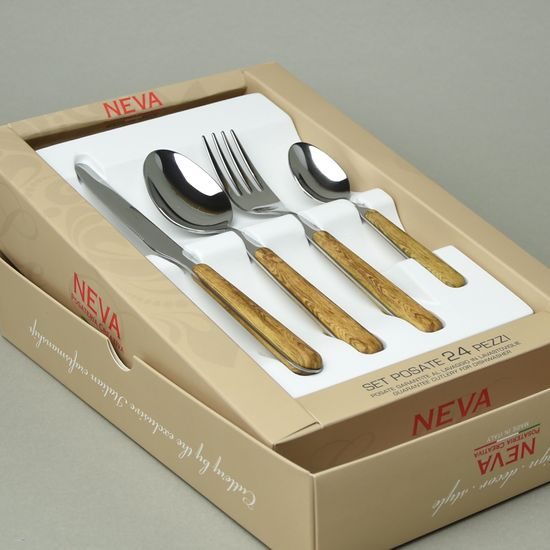 Sada příborů 24 dílná, BISTROT dřevěná textura, NEVA